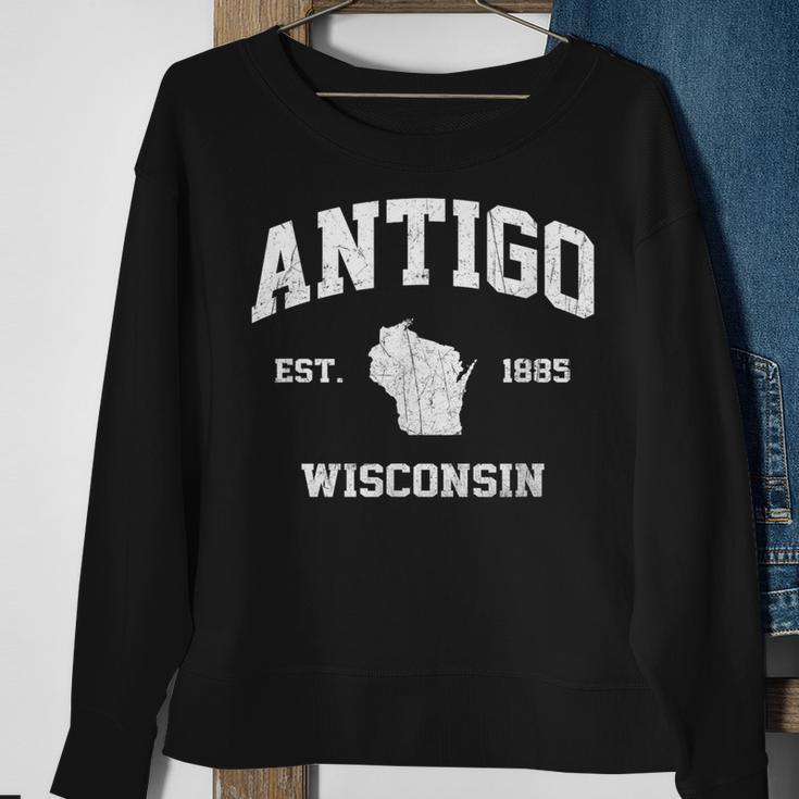 Antigo Wisconsin Wi Vintage State Athletic Style Sweatshirt Gifts for Old Women