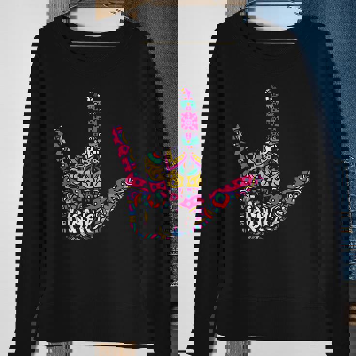 Asl Sign Language I Love You American Sign Language Sweatshirt Gifts for Old Women