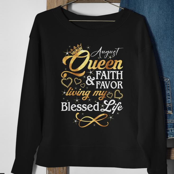 August Queen Living My Blessed Life Birthday Queen Crown Sweatshirt Gifts for Old Women