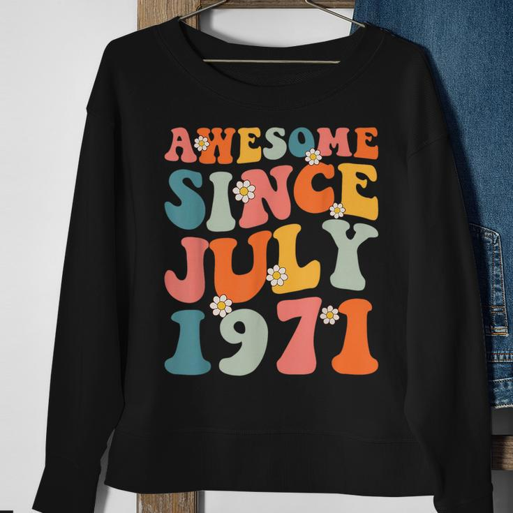 Awesome Since July 1971 Hippie Retro Groovy Birthday Sweatshirt Gifts for Old Women