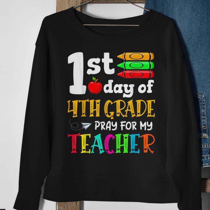 Back To School 1St Day Of 4Th Grade Pray For My Teacher Kids Sweatshirt Gifts for Old Women