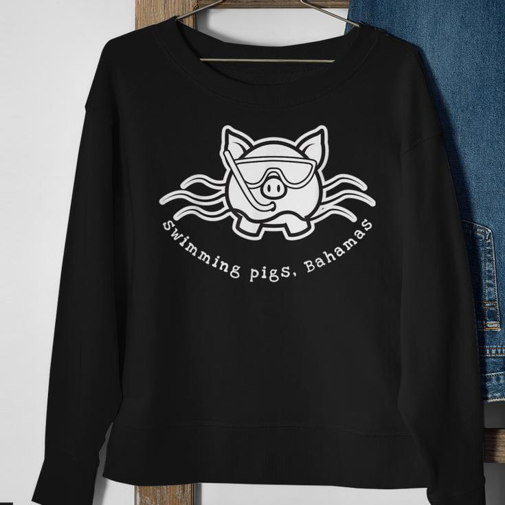 Bahamas Swimming Pig With Mask And Snorkel Sweatshirt Gifts for Old Women