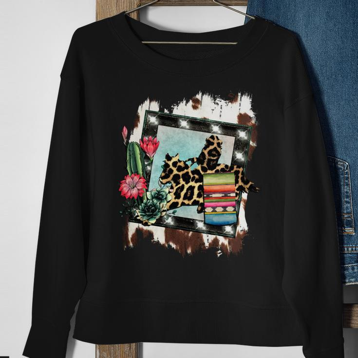 Barrel Racing Cheetah Print | Rodeo Cowgirl Cactus Design Sweatshirt Gifts for Old Women