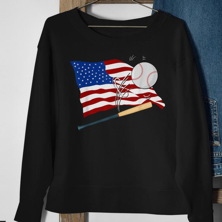 Baseball American Flag Baseball Usa Sweatshirt Gifts for Old Women