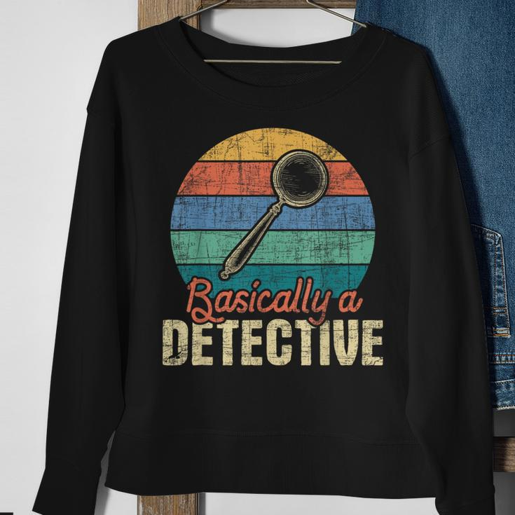 Basically A Detective - Retro Investigator Inspector Spying Sweatshirt Gifts for Old Women