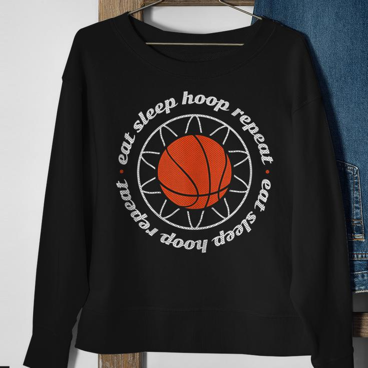 Basketball Motivation - Eat Sleep Hoop Repeat Sweatshirt Gifts for Old Women