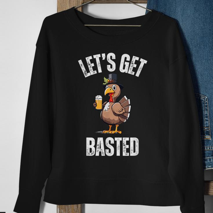 Lets Get Basted Thanksgiving Drinking Turkey Day Sweatshirt Gifts for Old Women