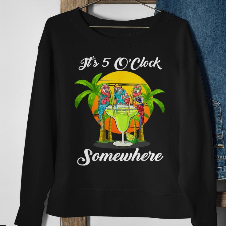 Beach Vacation Drinking It's 5 O'clock Somewhere Parrots Sweatshirt Gifts for Old Women