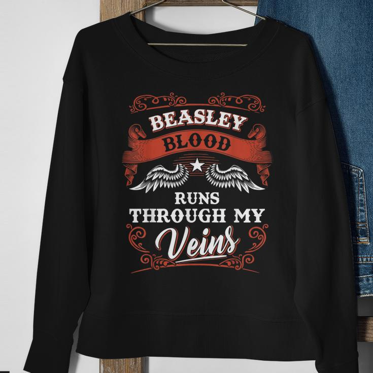 Beasley Blood Runs Through My Veins Family Christmas Sweatshirt Gifts for Old Women