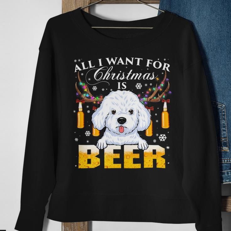 Beer Bichon Frise Reindeer Beer Christmas Ornaments Xmas Lights Sweatshirt Gifts for Old Women