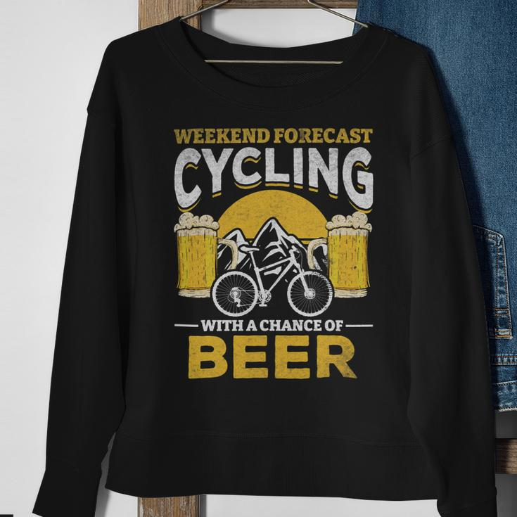 Beer Bicyclist Weekend Forecast Cycling With A Chance Of Beer Sweatshirt Gifts for Old Women