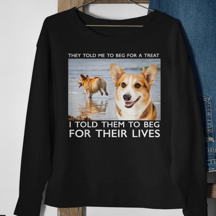 Beg For Their Lives Psycho Corgi Beach Graphic Sweatshirt Gifts for Old Women