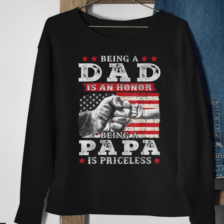 Being Dad Is An Honor Being Papa Is Priceless Usa Flag Gift For Mens Sweatshirt Gifts for Old Women