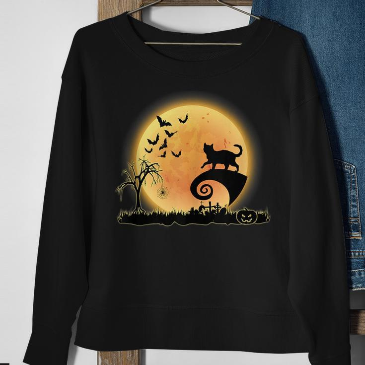 Bengal Cat Scary And Moon Funny Kitty Halloween Costume Sweatshirt Gifts for Old Women