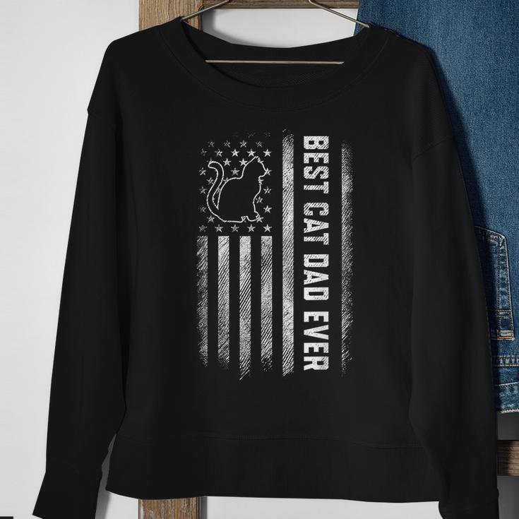 Best Cat Dad Ever American Flag Daddy Fathers Day Vintage Sweatshirt Gifts for Old Women