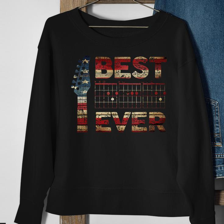 Best Dad Ever Guitar Chords Guitarist Father D-A-D Us Flag Sweatshirt Gifts for Old Women