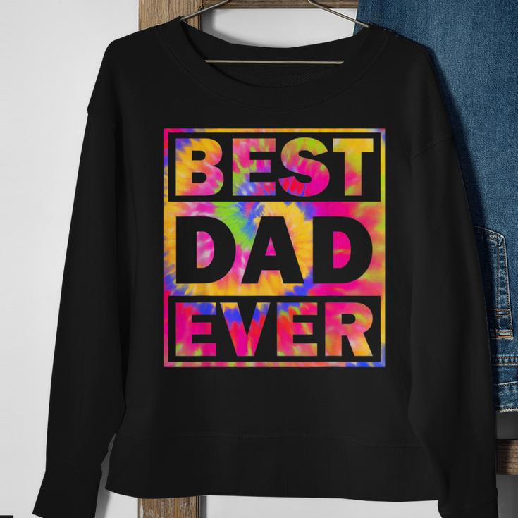Best Dad Ever With Us Flag Tie Dye Fathers Day Sweatshirt Gifts for Old Women