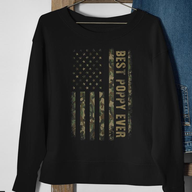 Best Poppy Ever Camouflage American Flag Fathers Day Sweatshirt Gifts for Old Women