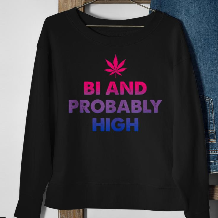 Bi And Probably High Bisexual Flag Pot Weed Marijuana Sweatshirt Gifts for Old Women