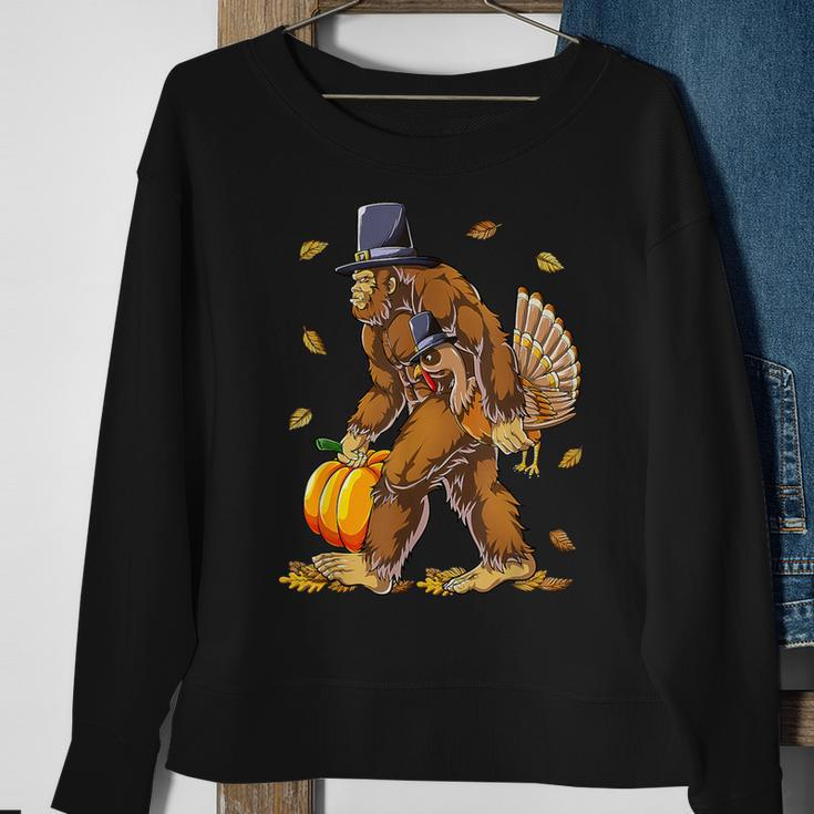 Bigfoot Turkey Pumpkin Thanksgiving Day Boys Men Sweatshirt Gifts for Old Women