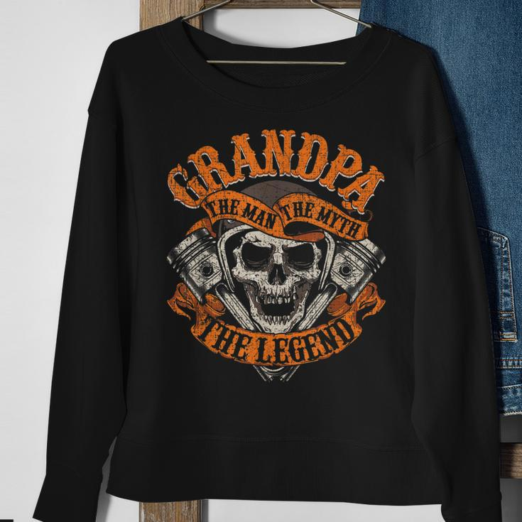 Biker Grandpa Man Myth Legend Fathers Day Grunge Motorcycle Sweatshirt Gifts for Old Women