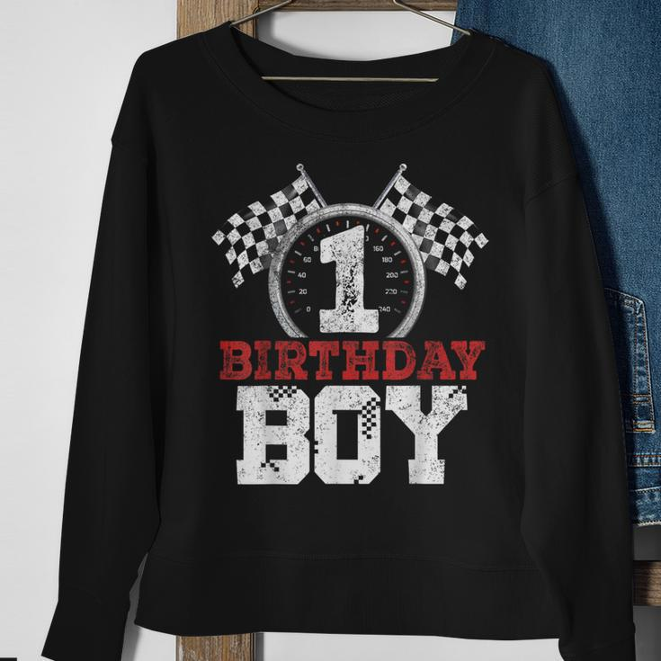 Birthday Boy 1 One Race Car 1St Birthday Racing Car Driver Sweatshirt Gifts for Old Women