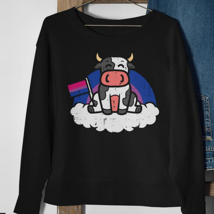 Bisexual Flag Cow Lgbt Bi Pride Stuff Farmer Animal Sweatshirt Gifts for Old Women