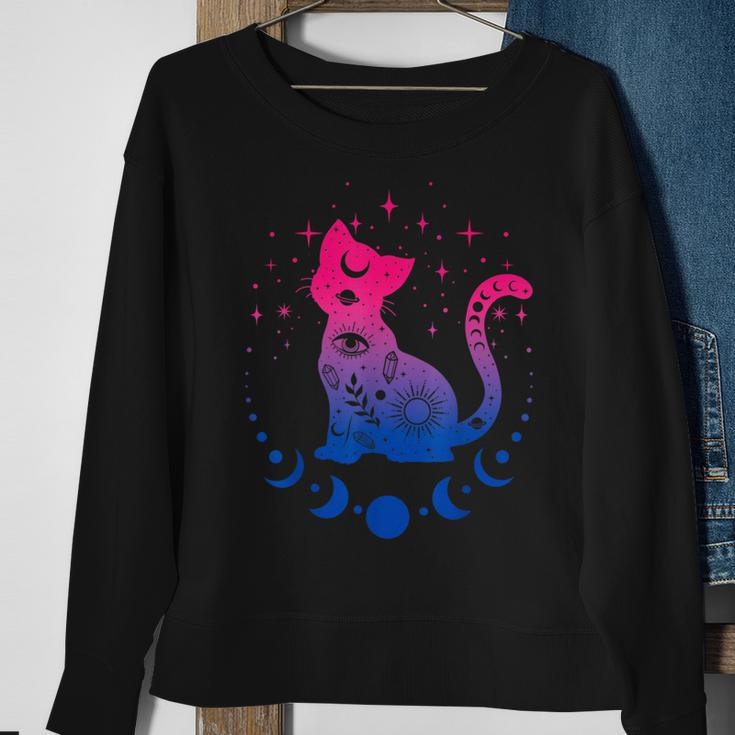 Bisexual Pride Flag Colors Astronomy Cat Sweatshirt Gifts for Old Women