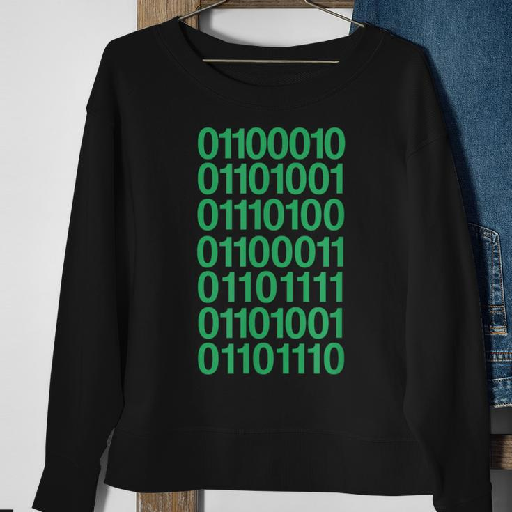Bitcoin In Binary Code Computer Programming Sweatshirt Gifts for Old Women