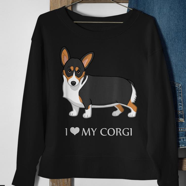 Black Tricolor I Love My Pembroke Corgi Dog Lovers Sweatshirt Gifts for Old Women