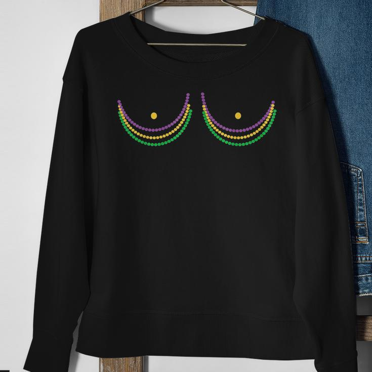 Boob Mardi Gras Funny Beads Boobs Outline Gifts Boob Funny Gifts Sweatshirt Gifts for Old Women