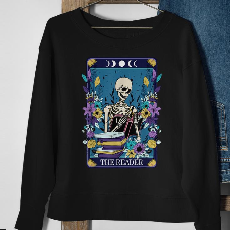 Book Lover Tarot Card The Reader Mystic Funny Skeleton Tarot Funny Gifts Sweatshirt Gifts for Old Women
