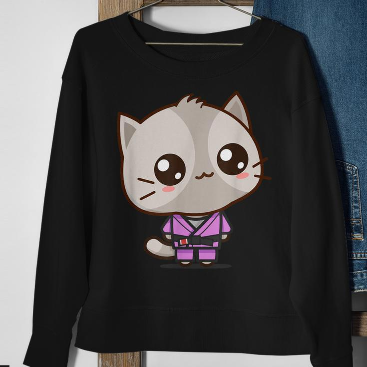 Brazilian Jiu Jitsu Black Belt Combat Sport Cute Kawaii Cat Sweatshirt Gifts for Old Women