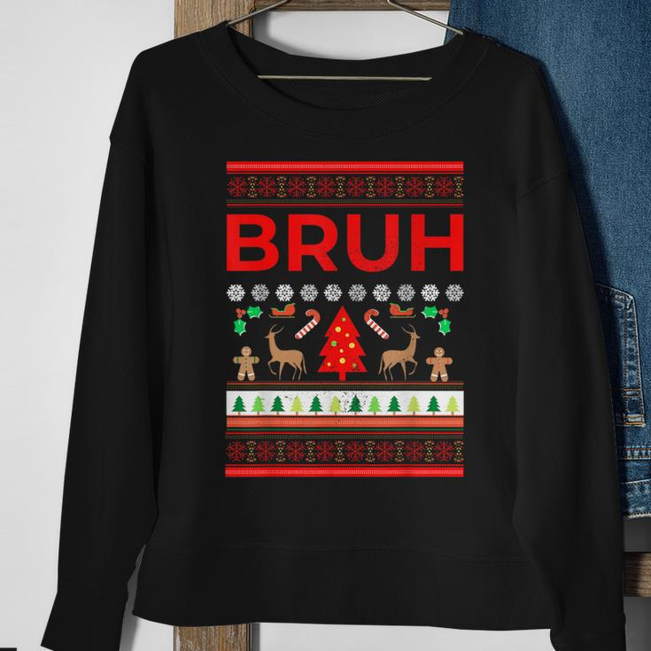 Bruh Ugly Christmas Sweaters Brother Xmas Sweater Sweatshirt Gifts for Old Women