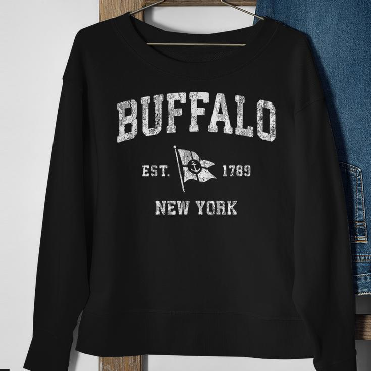 Buffalo New York Ny Vintage Boat Anchor Flag Design Sweatshirt Gifts for Old Women