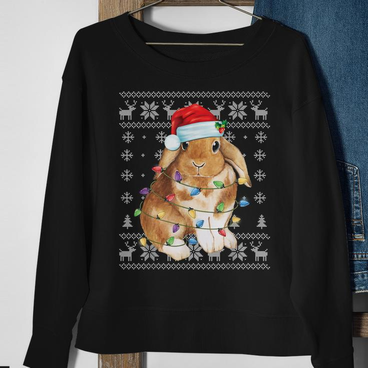 Bunny Rabbit Christmas Ugly Sweater Xmas Tree Decor Sweatshirt Gifts for Old Women
