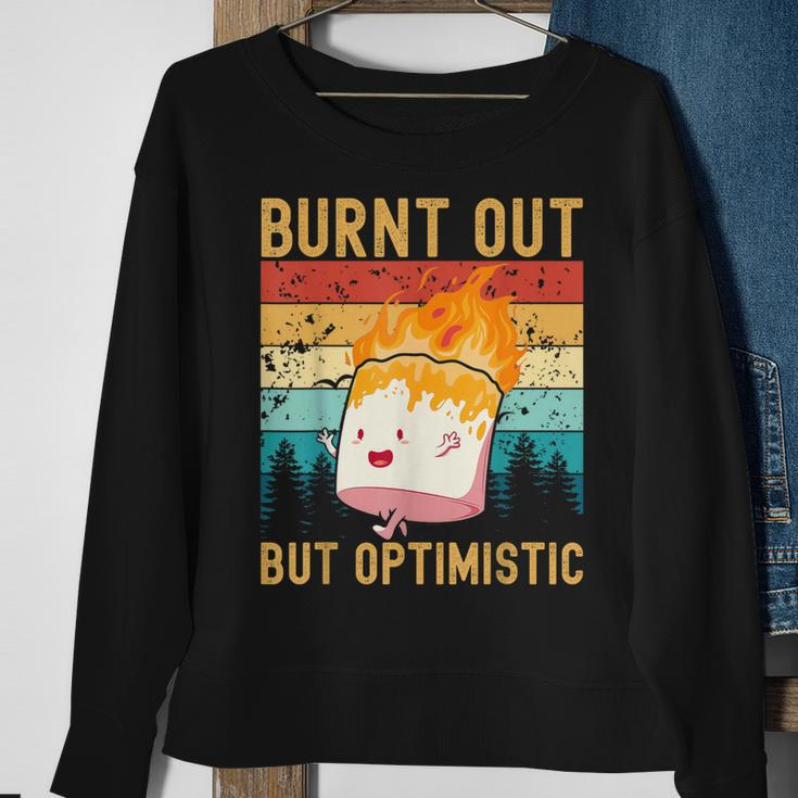 Burnt Out But Optimistic Cute Marshmallow Camping Vintage Sweatshirt Gifts for Old Women