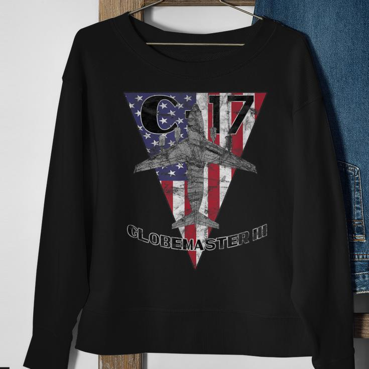 C-17 Globemaster Iii Military Airplane Patriotic Vintage Sweatshirt Gifts for Old Women