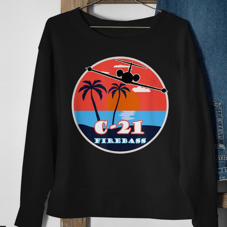 C-21 Learjet Firebass Vintage Sunset Sweatshirt Gifts for Old Women