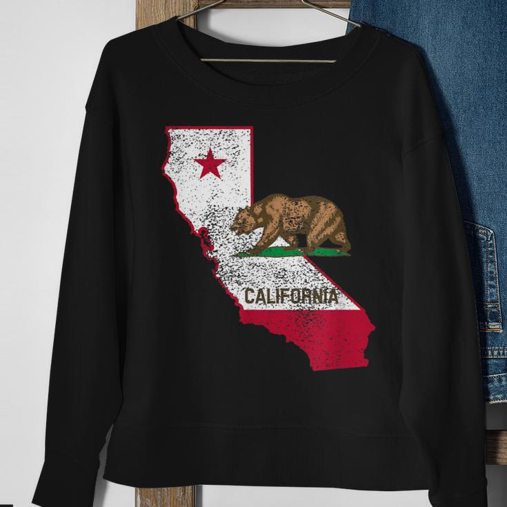 California State Flag And Outline Distressed Sweatshirt Gifts for Old Women