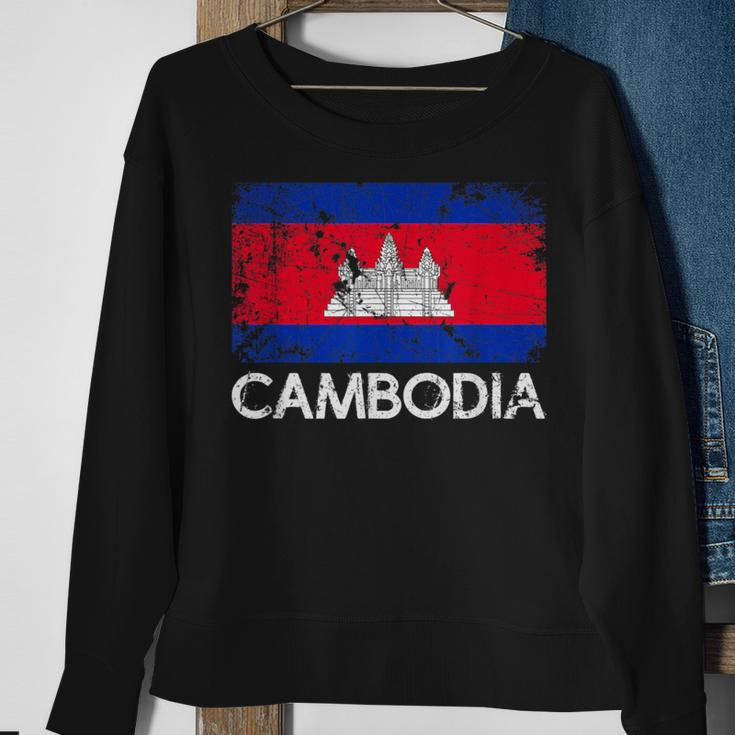 Cambodian Flag Vintage Made In Cambodia Sweatshirt Gifts for Old Women