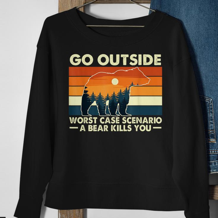 Camping Go Outside Worst Case Scenario A Bear Kills You Sweatshirt Gifts for Old Women