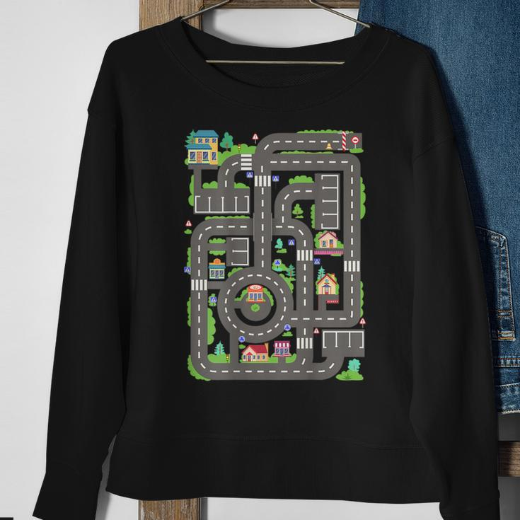 Car Road On Dad Back Fathers Day Play With Son Sweatshirt Gifts for Old Women