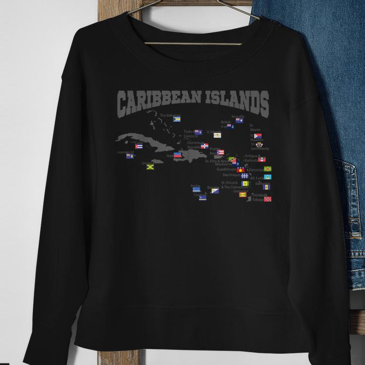 Caribbean Flags Caribbean Map Caribbean Islands Vacation Sweatshirt Gifts for Old Women