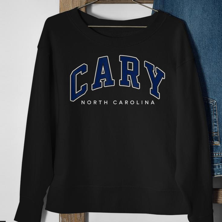 Cary North Carolina Nc Varsity Style Navy Text Sweatshirt Gifts for Old Women