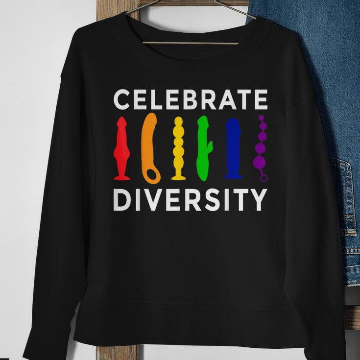 'Celebrate Diversity' Bisexual Feminist Lesbian Pride Sweatshirt Gifts for Old Women