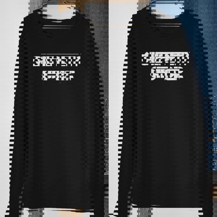 Chief Petty Officer Insignia Text Apparel US Military Sweatshirt Gifts for Old Women