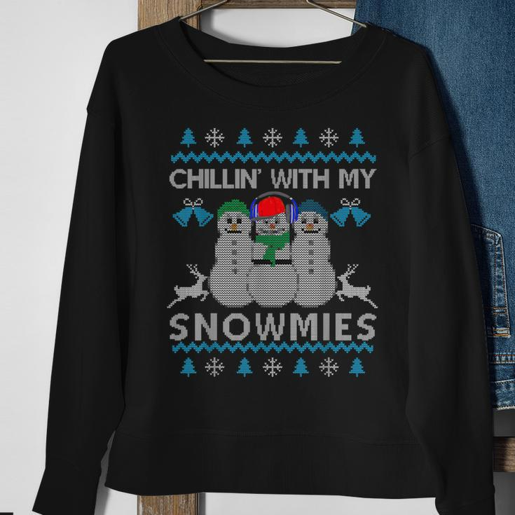 Chillin With My Snowmies Ugly Christmas Sweater Sweatshirt Gifts for Old Women