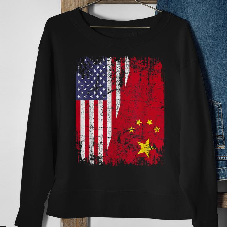 Chinese Roots Half American Flag Usa China Flag Sweatshirt Gifts for Old Women