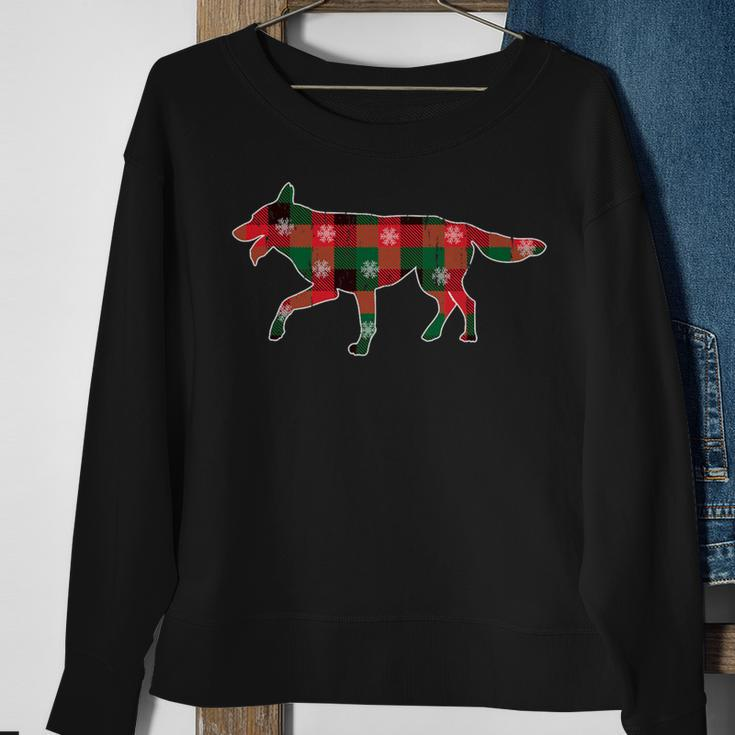 Christmas Dog Czechoslovakian Wolfdog Buffalo Plaid Family Sweatshirt Gifts for Old Women